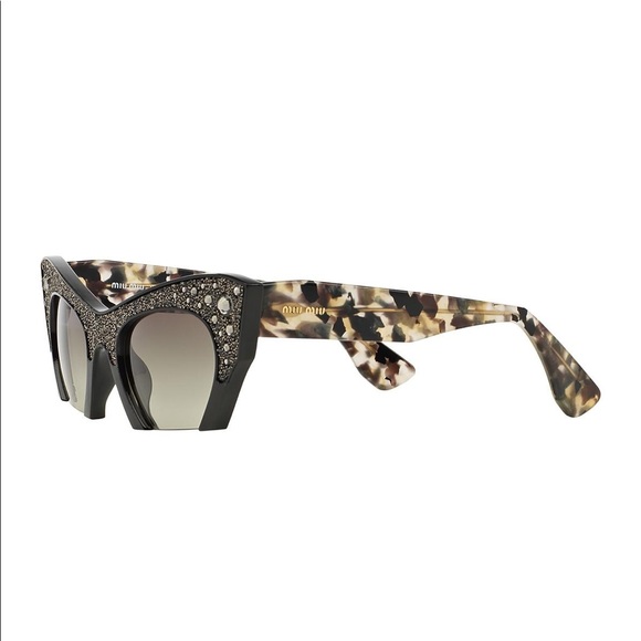 NWOT Miu Miu Rasoir Rhinestone Cat Eye Sunglasses - Picture 4 of 14